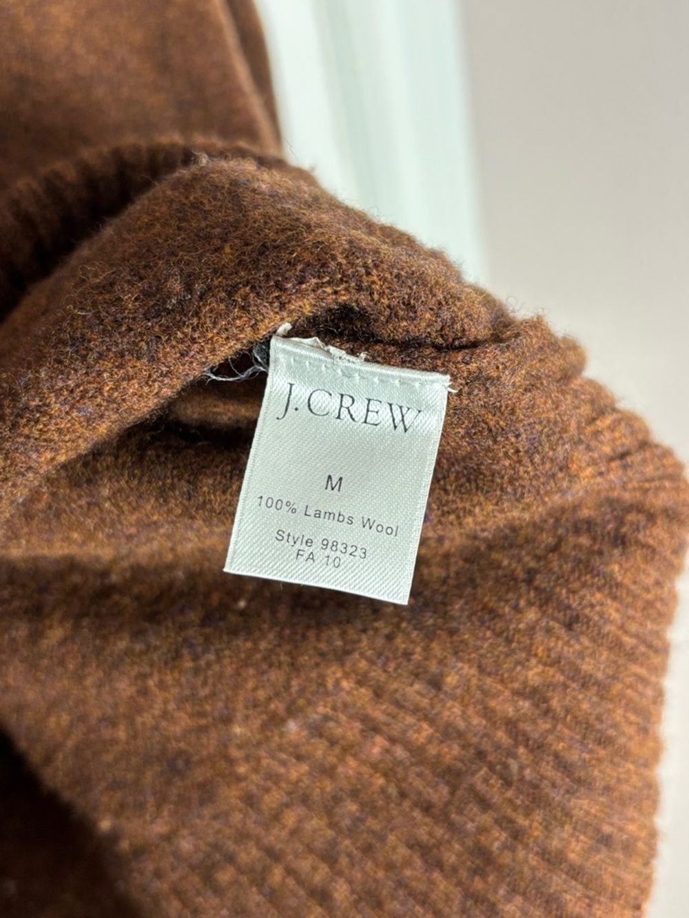 J.CREW Men's Brown 100% Lambswool Raglan Crewneck Sweater Size M - Picture 5 of 5